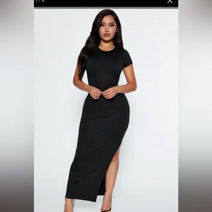 Fashionova black slit dress